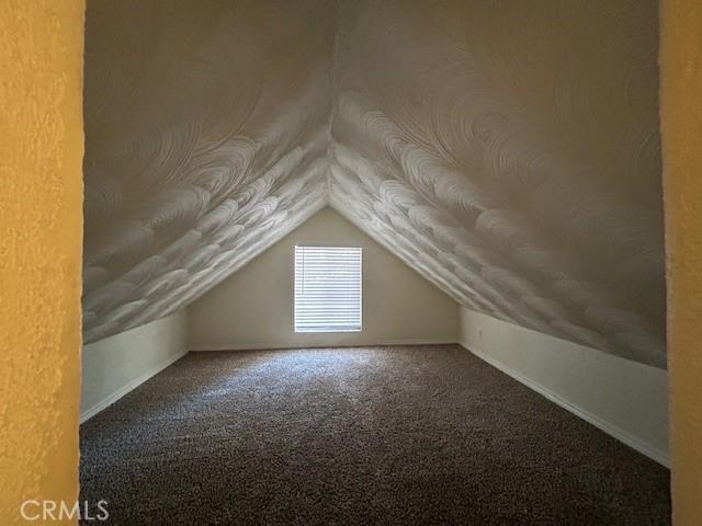 additional living space with carpet and lofted ceiling