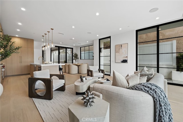 506 Avocado Ave, Corona Del Mar, CA 92625 - living area featuring recessed lighting, visible vents, and light wood finished floors