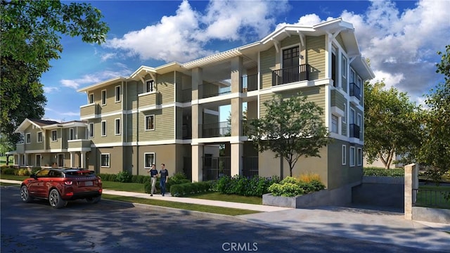view of building exterior featuring a residential view