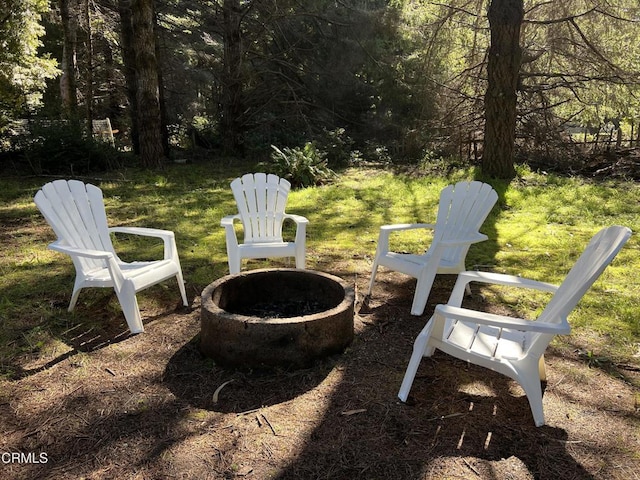 view of yard featuring a fire pit