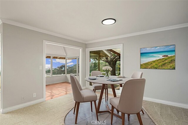 31711 Crystal Sands Dr, Laguna Niguel, CA 92677 - dining space with crown molding and light tile patterned floors