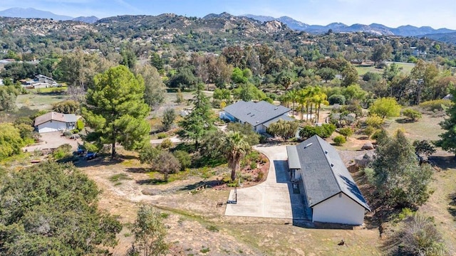 bird's eye view with a mountain view