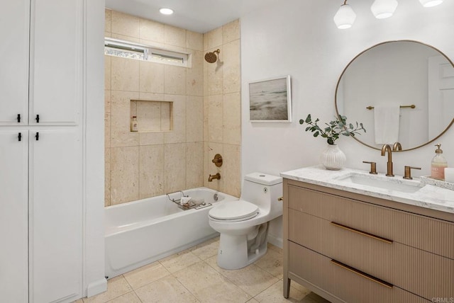 full bathroom with tile patterned floors, vanity, toilet, and bathing tub / shower combination