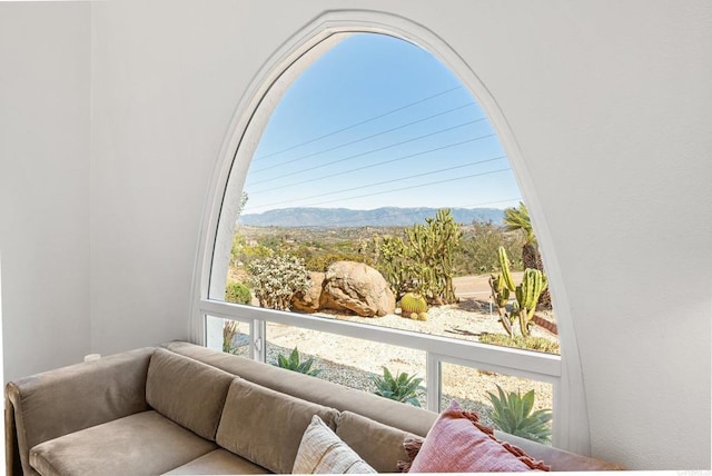 interior space featuring a mountain view