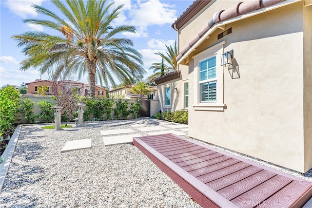 view of yard featuring a patio and fence