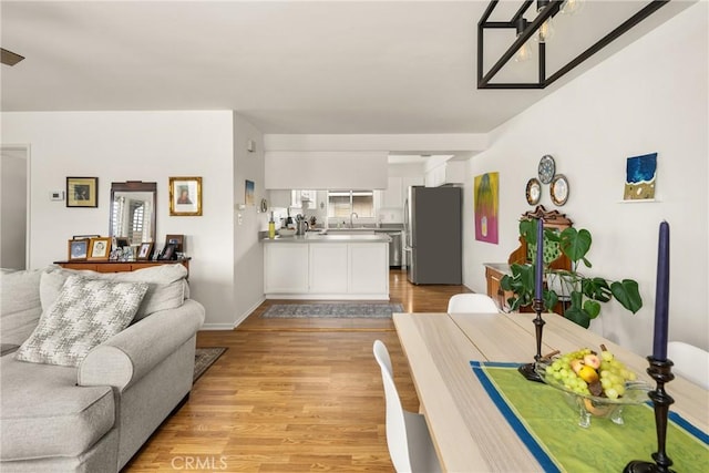 living area featuring light wood-type flooring