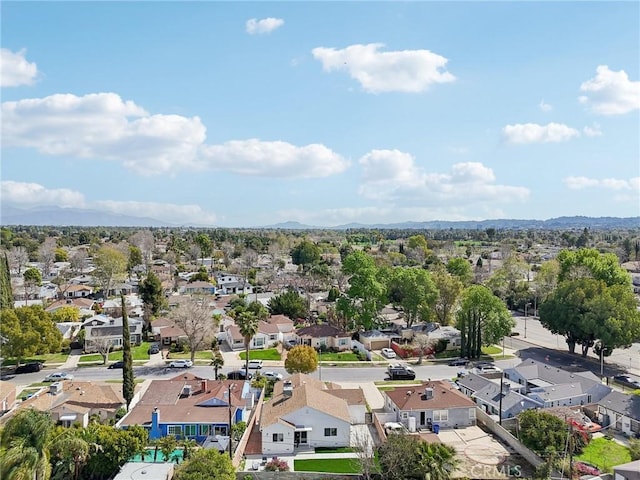 aerial view featuring a residential view and a mountain view