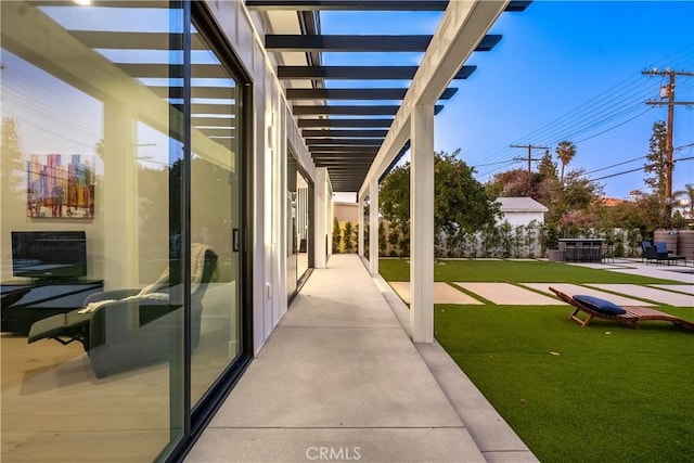 view of patio featuring a pergola