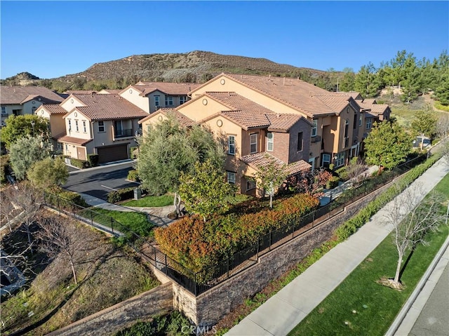 aerial view with a residential view and a mountain view