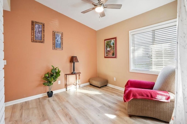 358 Mainsail Rd, Oceanside, CA 92054 - living area featuring vaulted ceiling, wood finished floors, and ceiling fan