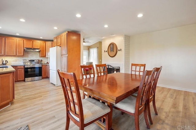 358 Mainsail Rd, Oceanside, CA 92054 - dining space featuring light wood-style floors, recessed lighting, and ceiling fan