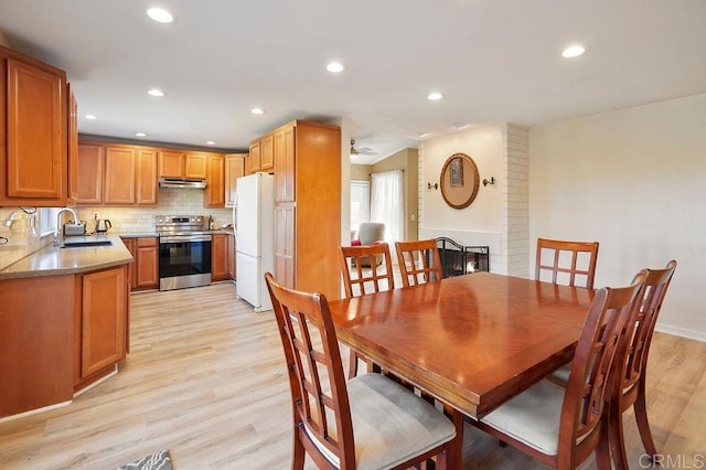 358 Mainsail Rd, Oceanside, CA 92054 - dining room with light wood-style flooring, recessed lighting, and a ceiling fan