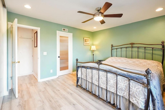 358 Mainsail Rd, Oceanside, CA 92054 - bedroom with light wood-style floors, recessed lighting, a ceiling fan, and ensuite bathroom