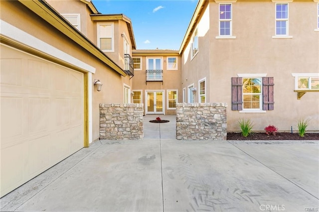 view of patio with an attached garage