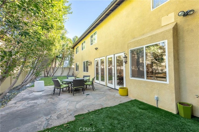 view of patio with a fenced backyard and french doors