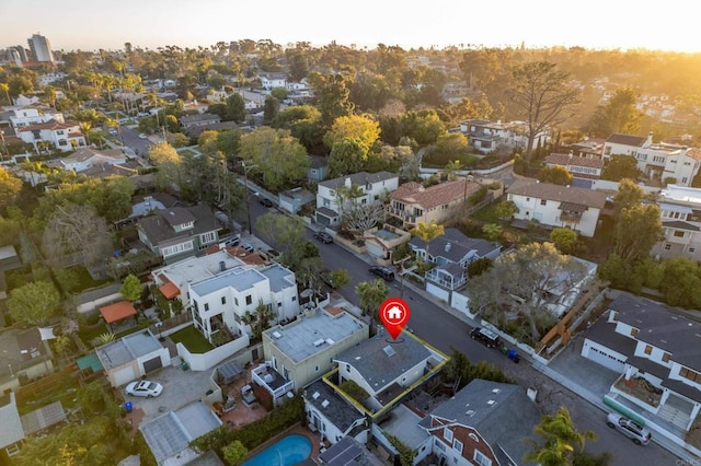 aerial view featuring a residential view