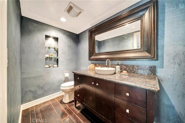 5441 Calvin Ave, Tarzana, CA 91356 - bathroom featuring toilet, wood finished floors, vanity, and baseboards