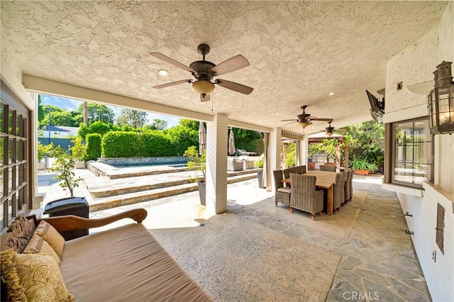 5441 Calvin Ave, Tarzana, CA 91356 - view of patio / terrace with outdoor lounge area, outdoor dining space, and a ceiling fan