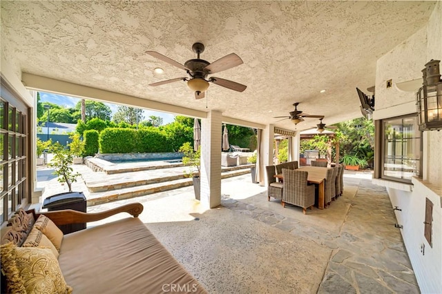 5441 Calvin Ave, Tarzana, CA 91356 - view of patio featuring outdoor lounge area, ceiling fan, and outdoor dining space