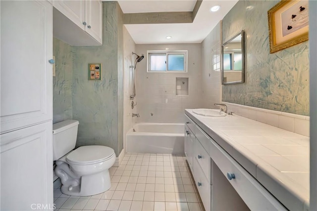 5441 Calvin Ave, Tarzana, CA 91356 - bathroom featuring tile patterned floors, vanity, toilet, and shower / bath combination