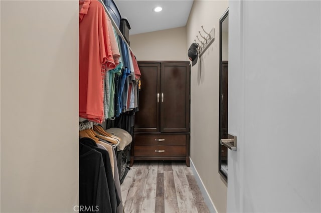 spacious closet with light wood-type flooring