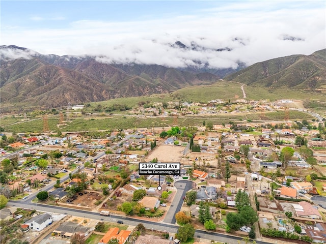 bird's eye view with a mountain view and a residential view