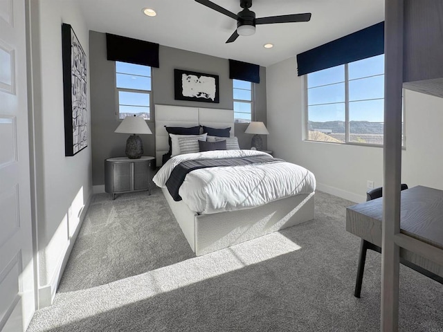 791 Cornelia Way, Rancho Mission Viejo, CA 92694 - bedroom with carpet floors, baseboards, recessed lighting, and ceiling fan