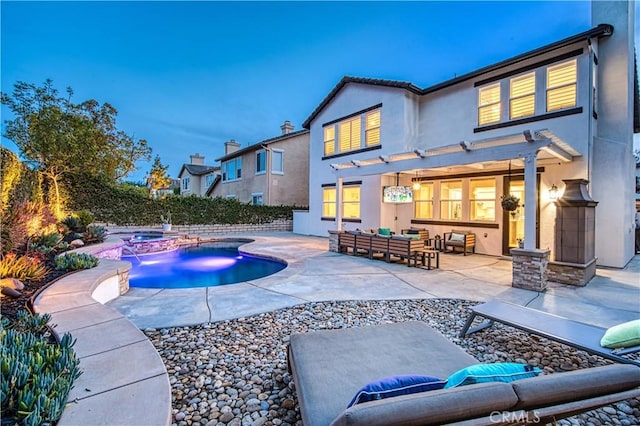 16 Lyra Way, Coto De Caza, CA 92679 - view of pool with an outdoor hangout area, a patio, a pool with connected hot tub, and a pergola