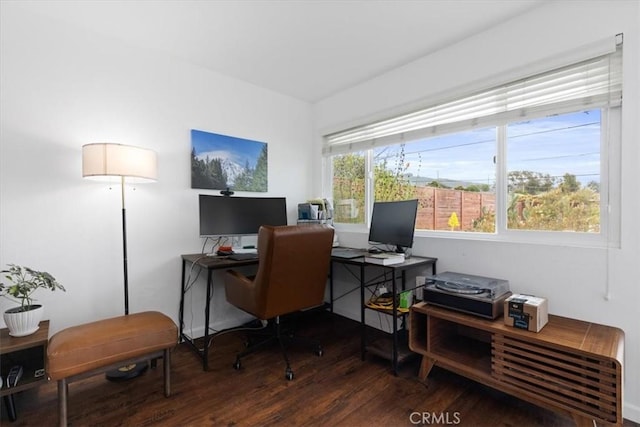 office space featuring wood finished floors