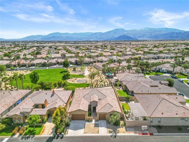 bird's eye view with a mountain view and a residential view