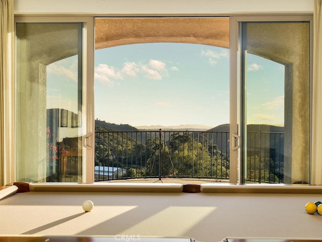 interior space featuring a mountain view