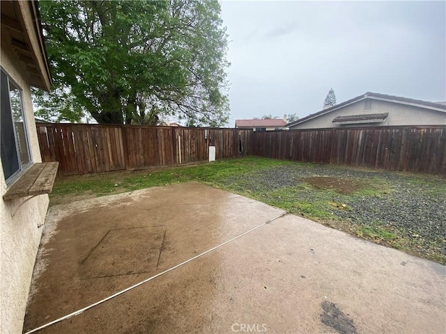 view of yard with a patio and a fenced backyard