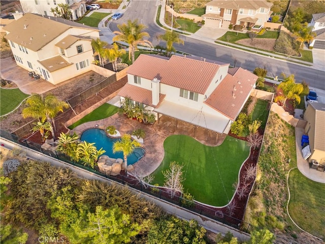 aerial view featuring a residential view