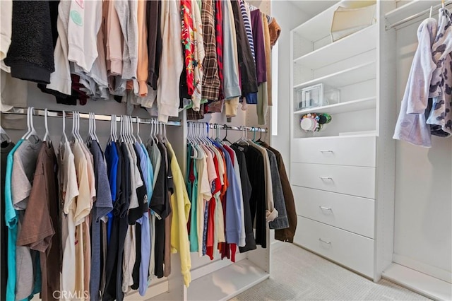 walk in closet featuring carpet floors