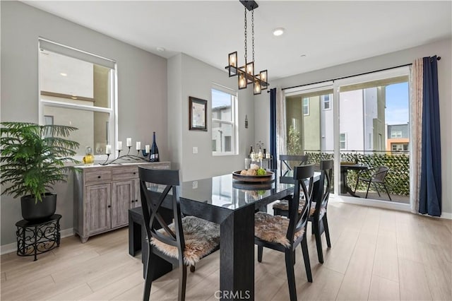 27046 Tanager Ln, Valencia, CA 91381 - dining space with plenty of natural light, light wood-style flooring, a chandelier, and recessed lighting