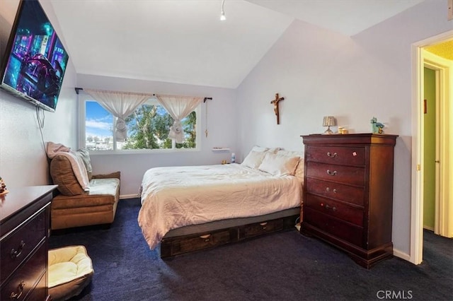 9920 Sepulveda Blvd Unit 1, Mission Hills San Fernando, CA 91345 - carpeted bedroom featuring vaulted ceiling and baseboards