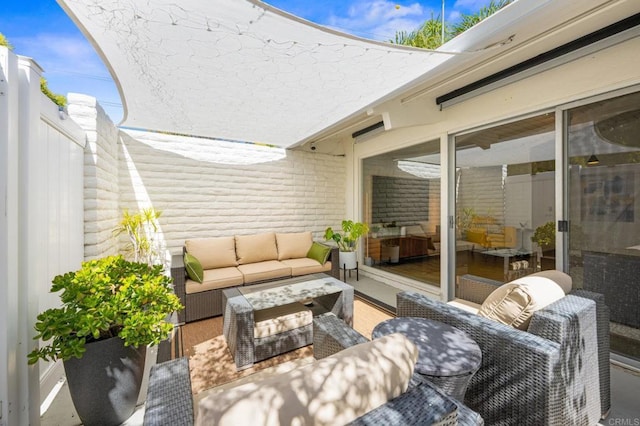 view of patio featuring an outdoor living space