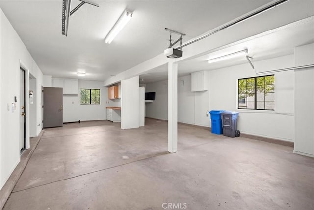 garage with a garage door opener