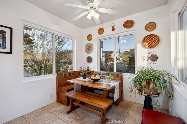 60125 Carrizo Rd, Mountain Center, CA 92561 - dining area featuring ceiling fan and light tile patterned flooring