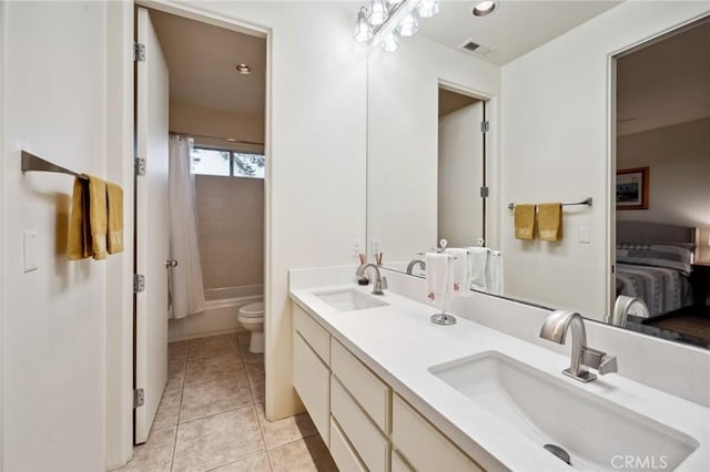 60125 Carrizo Rd, Mountain Center, CA 92561 - full bath with a sink, tile patterned flooring, double vanity, and visible vents