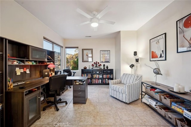 60125 Carrizo Rd, Mountain Center, CA 92561 - office with light tile patterned flooring and a ceiling fan