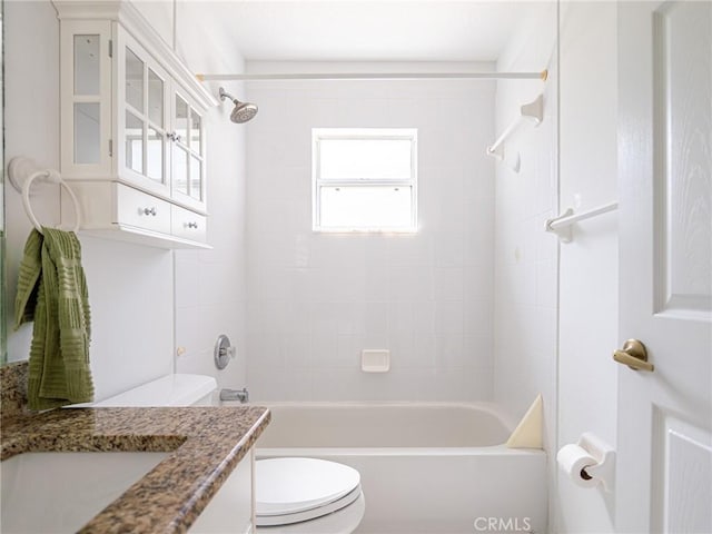 full bath with vanity, toilet, and tub / shower combination