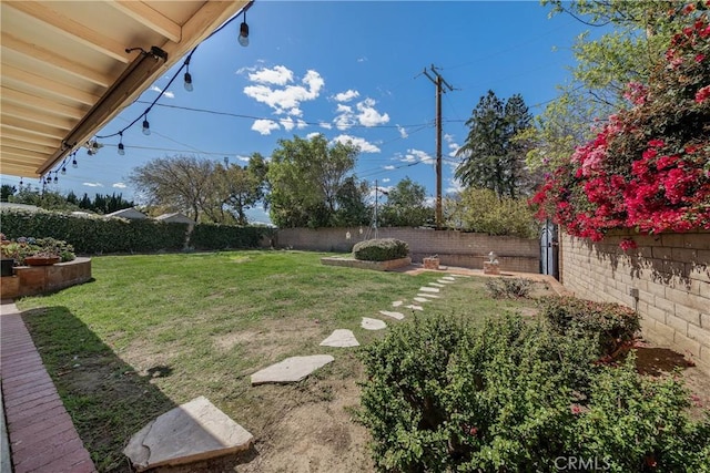 view of yard featuring a fenced backyard