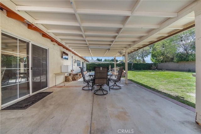 view of patio featuring outdoor dining area and a fenced backyard