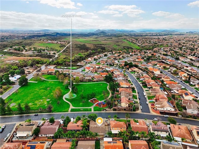 aerial view with a residential view and a mountain view