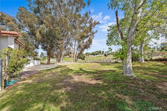 view of yard with a patio area and fence