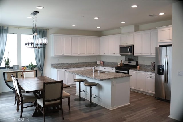 kitchen featuring a sink, stainless steel appliances, and white cabinets