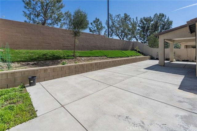 view of patio featuring a fenced backyard