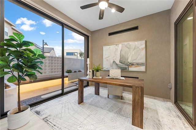 450 Chorus, Irvine, CA 92618 - home office with ceiling fan and wood finished floors