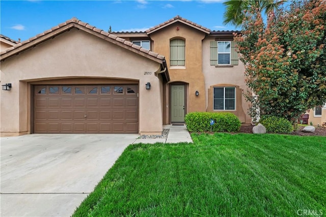 29193 Via Espada, Murrieta, CA 92563 - view of front facade with stucco siding, concrete driveway, an attached garage, and a front yard